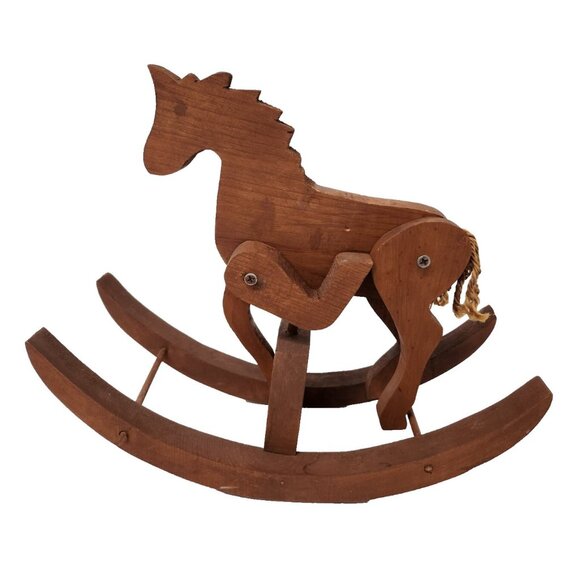 Vintage Carved Wood Rocking Horse Toy Movable Parts Rustic Nursery Decor - Picture 1 of 10
